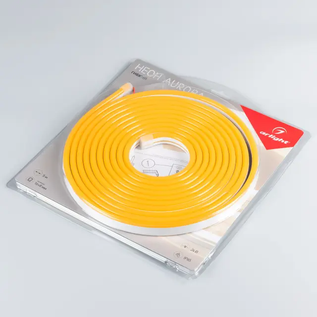 Гибкий неон AURORA-PS-A120-16x8mm 24V Amber (10 W/m, IP65, 2835, 5m), ракурс 3
