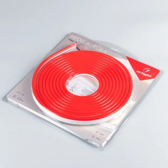 Гибкий неон AURORA-PS-A120-16x8mm 24V Red (10 W/m, IP65, 2835, 5m), ракурс 3