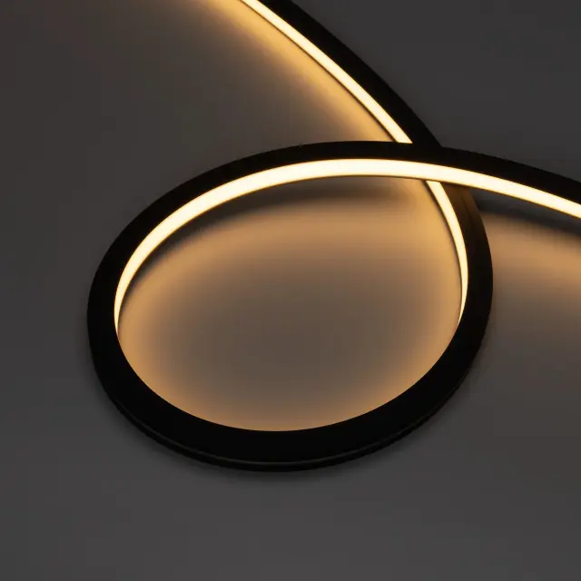 Гибкий неон NOVA-TOP-BLACK-A120-16x15mm 24V Warm3000 (10 W/m, IP67, 2835, 5m, wire x2)