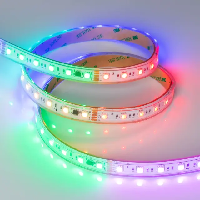 Светодиодная лента герметичная DMX-PS-B60-15mm 24V RGB-PX6 (15W/m, IP67, 5060, 5m), ракурс 2