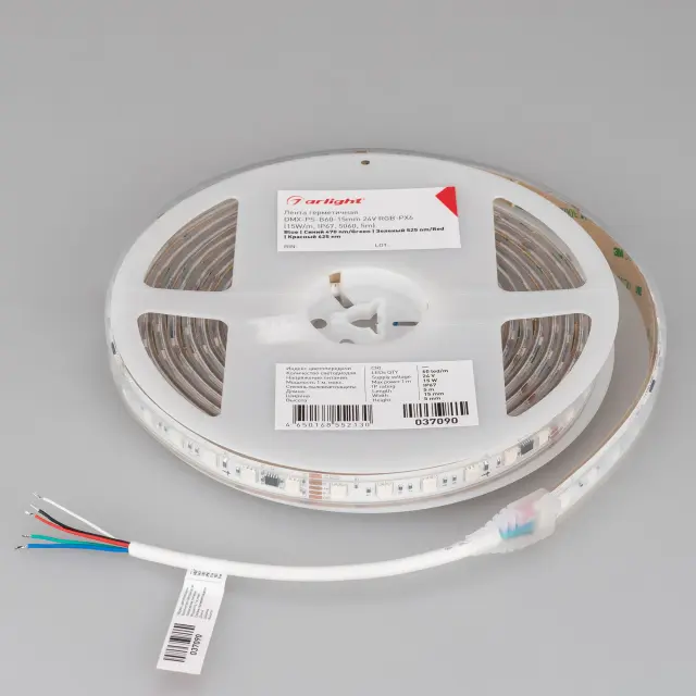 Светодиодная лента герметичная DMX-PS-B60-15mm 24V RGB-PX6 (15W/m, IP67, 5060, 5m), ракурс 5