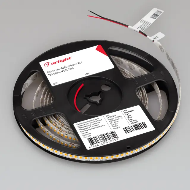 Светодиодная лента UL-A200-10mm 24V Warm3500 (20 W/m, IP20, 5m), ракурс 3