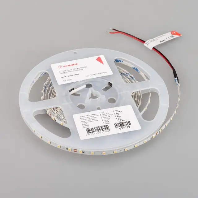 Светодиодная лента RT-A80-5mm 24V White6000 (5 W/m, IP20, 2835, 5m), ракурс 3