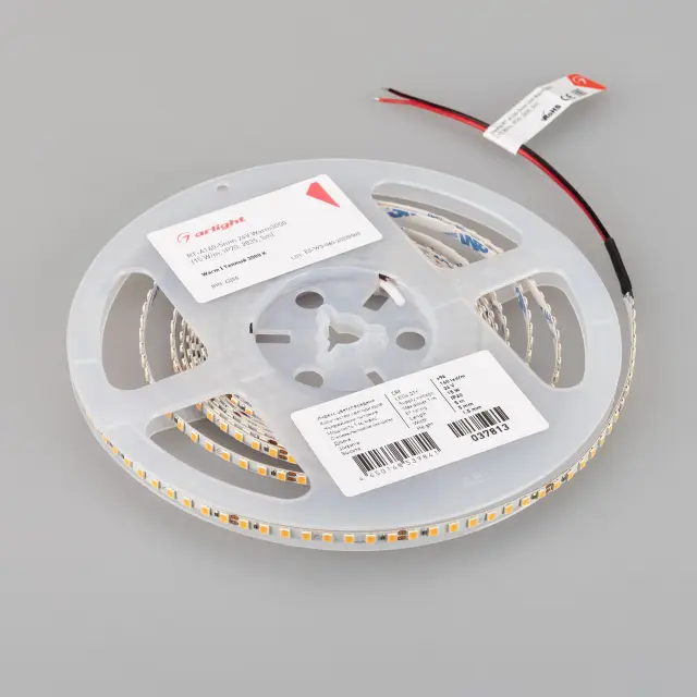 Светодиодная лента RT-A160-5mm 24V Warm3000 (15 W/m, IP20, 2835, 5m), ракурс 2