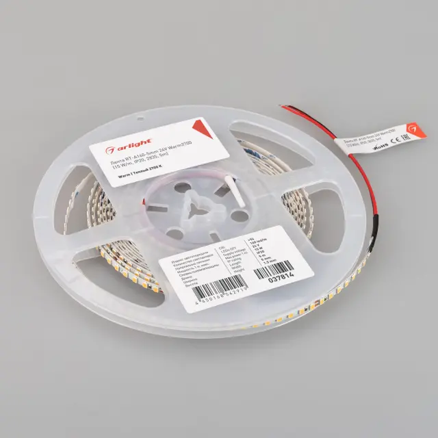Светодиодная лента RT-A160-5mm 24V Warm2700 (15 W/m, IP20, 2835, 5m), ракурс 3