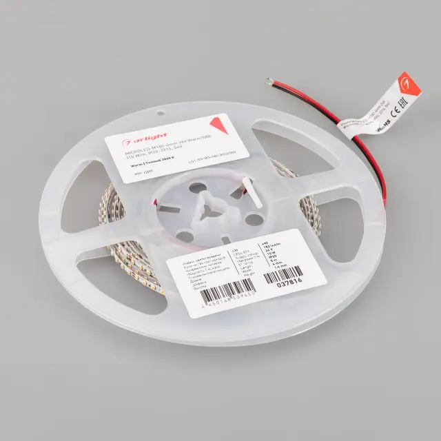 Светодиодная лента MICROLED-M182-4mm 24V Warm3000 (10 W/m, IP20, 2216, 5m), ракурс 4
