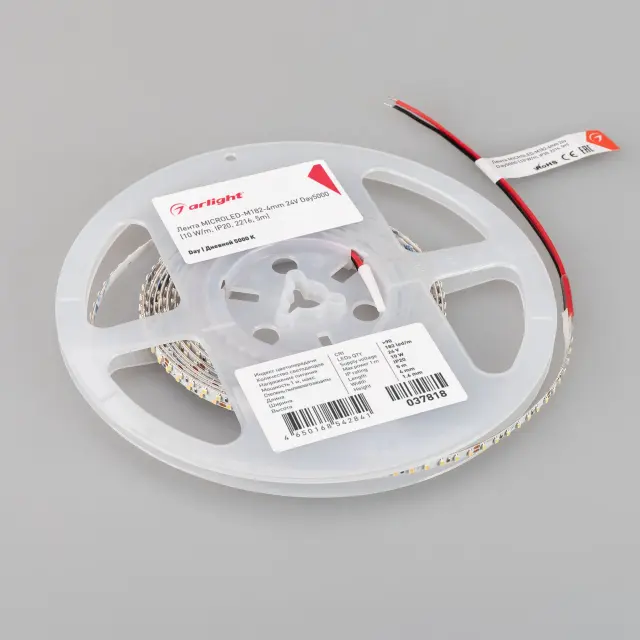 Светодиодная лента MICROLED-M182-4mm 24V Day5000 (10 W/m, IP20, 2216, 5m), ракурс 4
