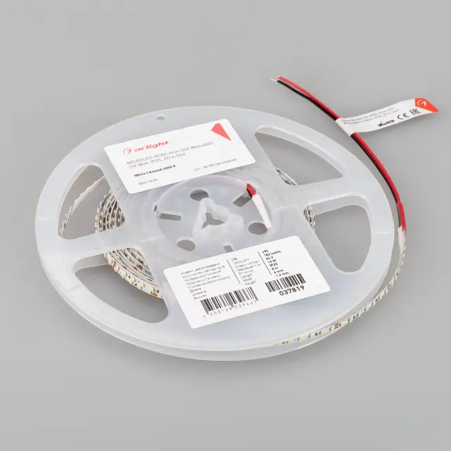 Светодиодная лента MICROLED-M182-4mm 24V White6000 (10 W/m, IP20, 2216, 5m), ракурс 3