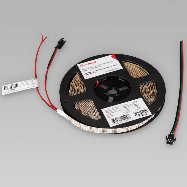 Светодиодная лента SPI-B60-10mm 5V RGB-PX1-BPT (12 W/m, IP20, 5060, 5m), ракурс 2