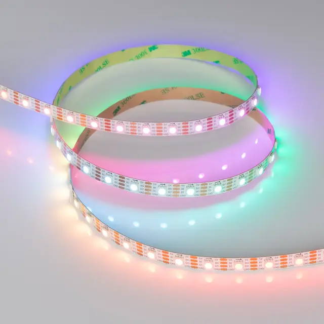 Светодиодная лента SPI-B60-10mm 5V RGB-PX1-BPT (12 W/m, IP20, 5060, 5m), ракурс 4