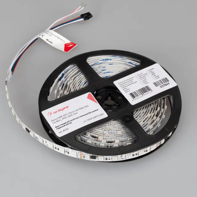 Светодиодная лента DMX-B72-10mm 24V RGB-PX6 (16 W/m, IP20, 5060, 5m), ракурс 5