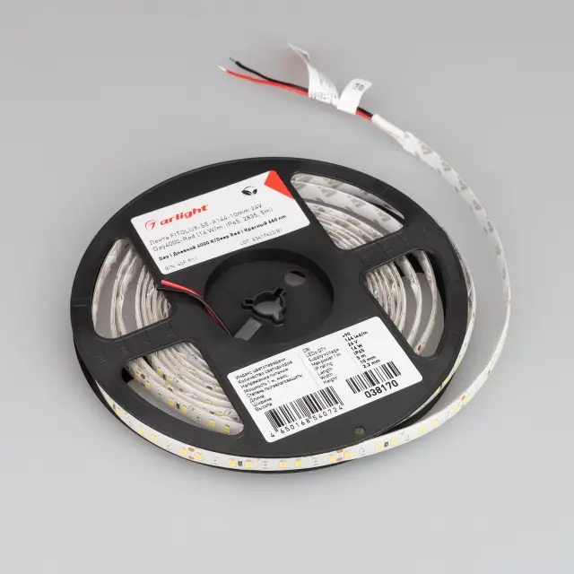 Светодиодная лента FITOLUX-SE-A144-10mm 24V Day4000-Red (14 W/m, IP65, 2835, 5m), ракурс 2