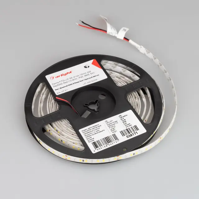 Светодиодная лента FITOLUX-SE-A144-10mm 24V Day5000-Red (14 W/m, IP65, 2835, 5m), ракурс 4