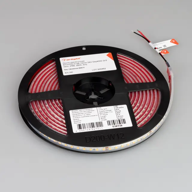 Светодиодная лента герметичная RTW-PR-A128-10mm 24V Day4000 (9.6 W/m, IP66, 2835, 5m), ракурс 3