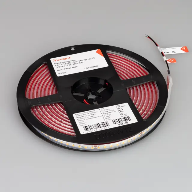 Светодиодная лента герметичная RTW-PR-A128-10mm 24V Warm3000 (9.6 W/m, IP66, 2835, 5m), ракурс 4