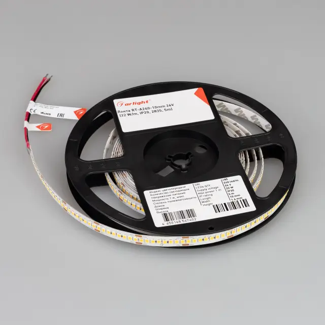 Светодиодная лента RT-A240-10mm 24V Day5000 (22 W/m, IP20, 2835, 5m), ракурс 3