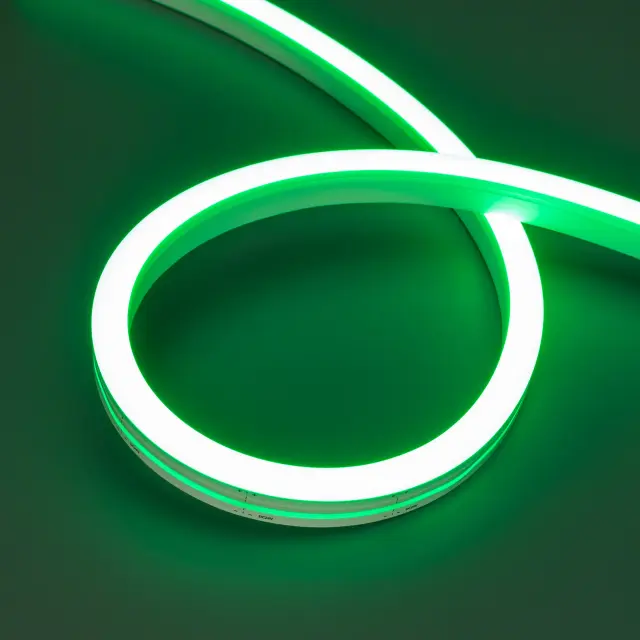Гибкий неон MOONLIGHT-SIDE-A140-12x17mm 24V Green (8 W/m, IP67, 5m, wire x2)