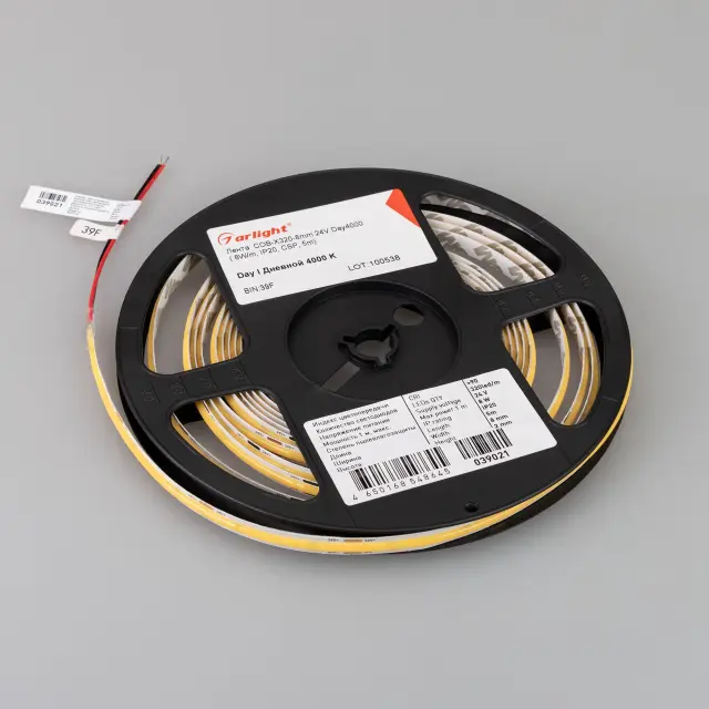 Светодиодная лента COB-X320-8mm 24V Day4000 (8 W/m, IP20, 5m), ракурс 3