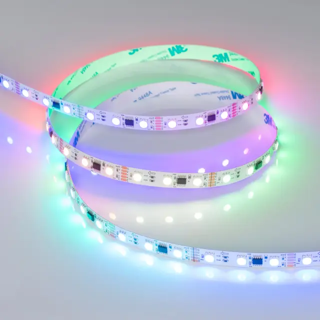 Светодиодная лента DMX-B60-10mm 12V RGB-PX3 (14 W/m, IP20, 5m), ракурс 3