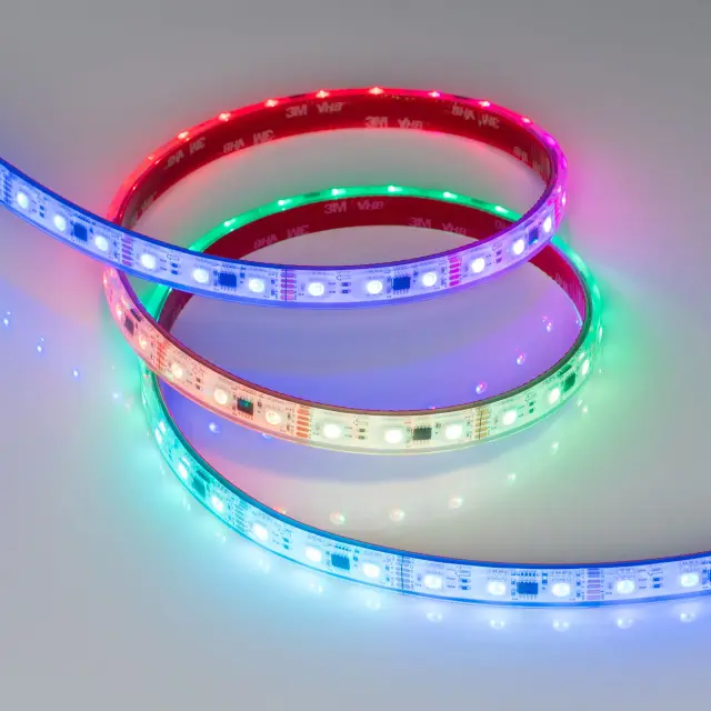 Светодиодная лента герметичная DMX-PFS-B60-12mm 12V RGB-PX3 (14 W/m, IP68, 5060, 5m), ракурс 2