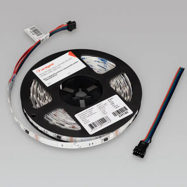 Светодиодная лента SPI-B60-10mm 24V RGB-PX6-BPT (12 W/m, IP20, 5060, 5m), ракурс 2
