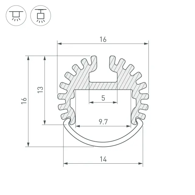 Профиль ARH-ROUND-D16-2000 ANOD, ракурс 3