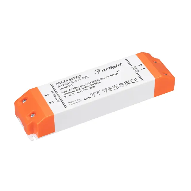 Блок питания ARV-SP-24075-PFC (24V, 3.12A, 75W)