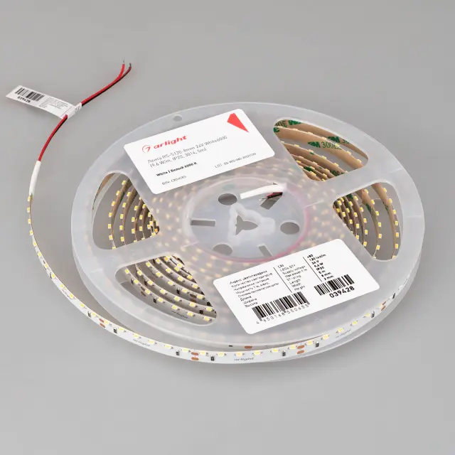 Светодиодная лента RS-S120-8mm 24V White6000 (9.6 W/m, IP20, 3014, 5m), ракурс 4
