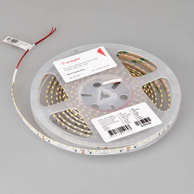 Светодиодная лента RS-S120-8mm 24V Warm2700 (9.6 W/m, IP20, 3014, 5m), ракурс 3