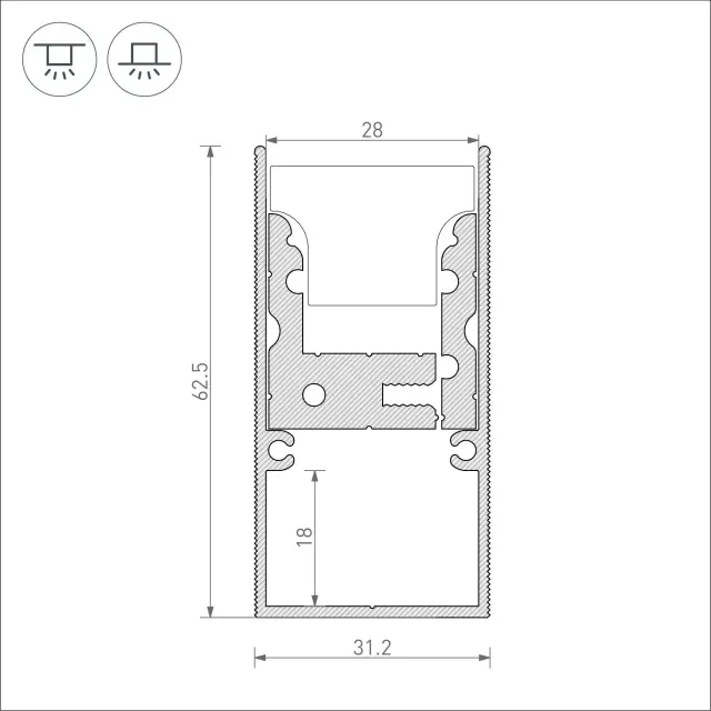Профиль-держатель ARH-FLOOR27-H28-2000, ракурс 3