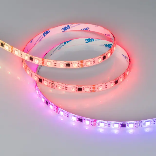 Светодиодная лента герметичная DMX-SE-B60-10mm 12V RGB-PX3 (14 W/m, IP65, 5060, 5m), ракурс 3