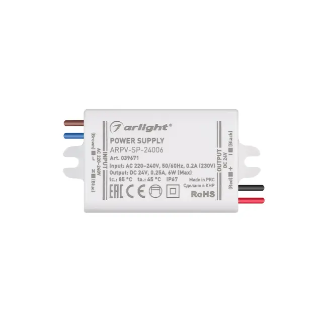 Блок питания ARPV-SP-24006 (24V, 0.25A, 6W), ракурс 3