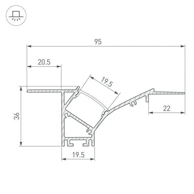 Профиль FANTOM-W45-BEVEL-2000 WHITE, ракурс 4
