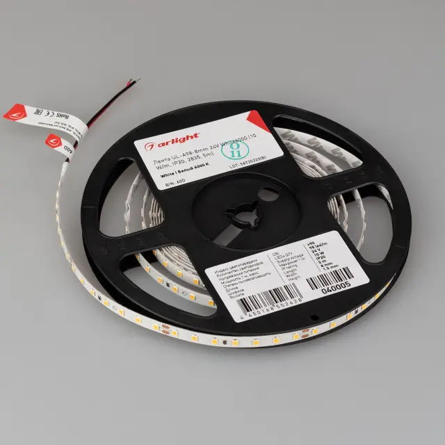 Светодиодная лента UL-A98-8mm 24V White6000 (10 W/m, IP20, 2835, 5m), ракурс 3
