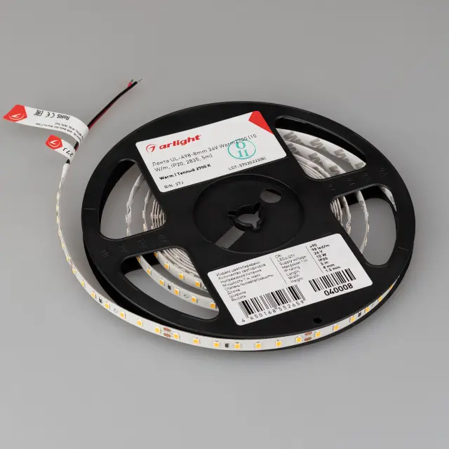 Светодиодная лента UL-A98-8mm 24V Warm2700 (10 W/m, IP20, 2835, 5m), ракурс 3