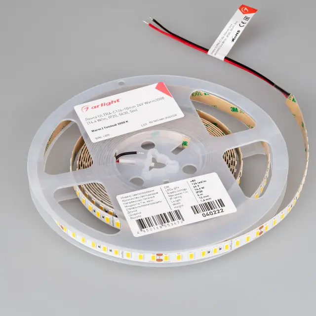 Светодиодная лента ULTRA-C126-10mm 24V Warm3000 (14.4 W/m, IP20, 5630, 5m), ракурс 3