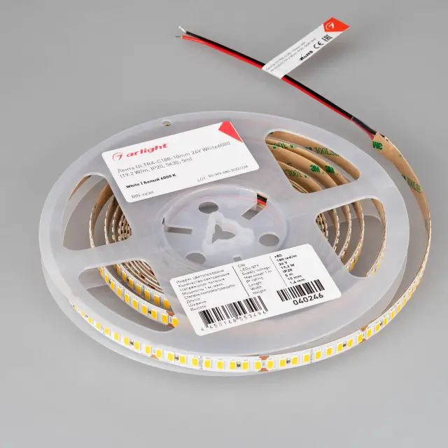Светодиодная лента ULTRA-C180-10mm 24V White6000 (19.2 W/m, IP20, 5630, 5m), ракурс 2