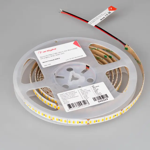 Светодиодная лента ULTRA-C180-10mm 24V Warm3500 (19.2 W/m, IP20, 5630, 5m), ракурс 2