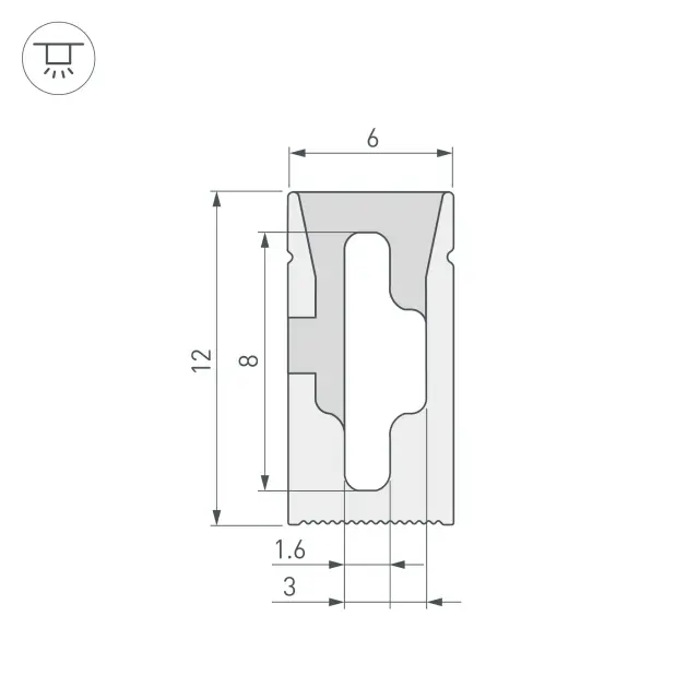 Силиконовый профиль WPH-FLEX-0612-SIDE-S8-5m WHITE, ракурс 2