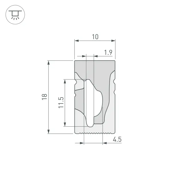 Силиконовый профиль WPH-FLEX-1018-SIDE-S10-5m WHITE, ракурс 2