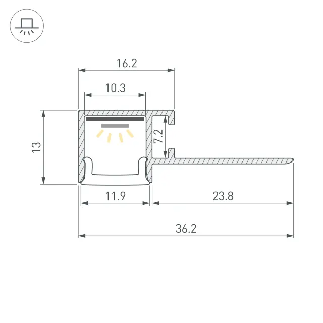 Профиль FANTOM-BENT-W12-TOP-EDGE-2000 ANOD, ракурс 4