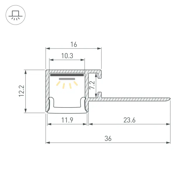 Профиль FANTOM-W12-EDGE-2000 ANOD, ракурс 3