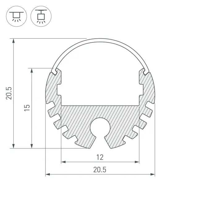 Профиль ROUND-D20-2000 ANOD, ракурс 3