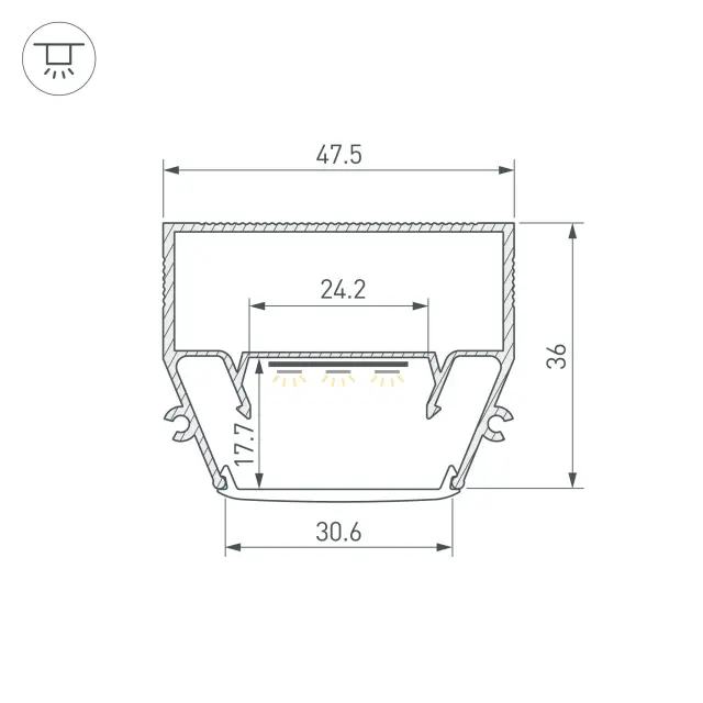 Профиль STRETCH-S-35-CEIL-CENTER-2000 (GAMMA35), ракурс 3