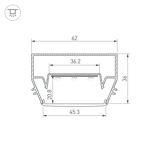 Профиль STRETCH-S-50-CEIL-CENTER-2000 (GAMMA50), ракурс 3