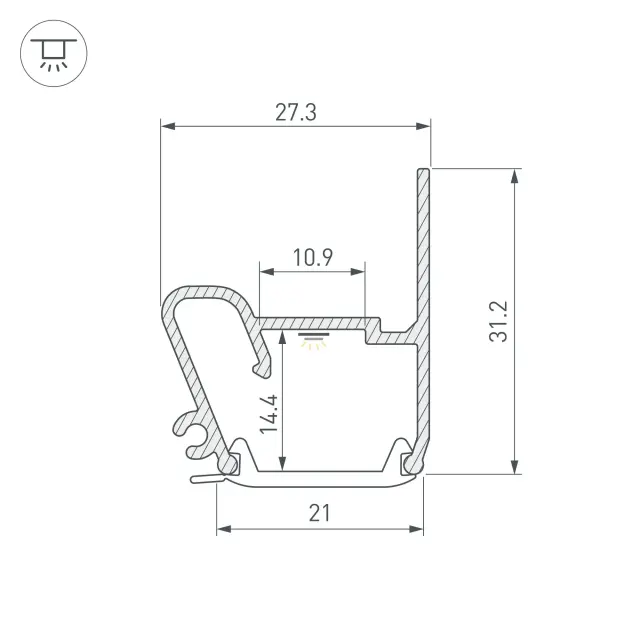 Профиль STRETCH-S-20-WALL-SIDE-2000 (RESPECT-ST), ракурс 3