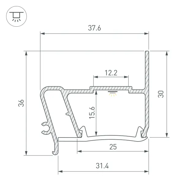 Профиль STRETCH-S-30-WALL-SIDE-2000 (STEP), ракурс 3