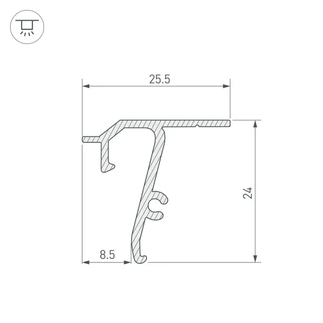 Профиль STRETCH-SHADOW-TECH-CEIL-2000 BLACK (A2-DELTA), ракурс 2