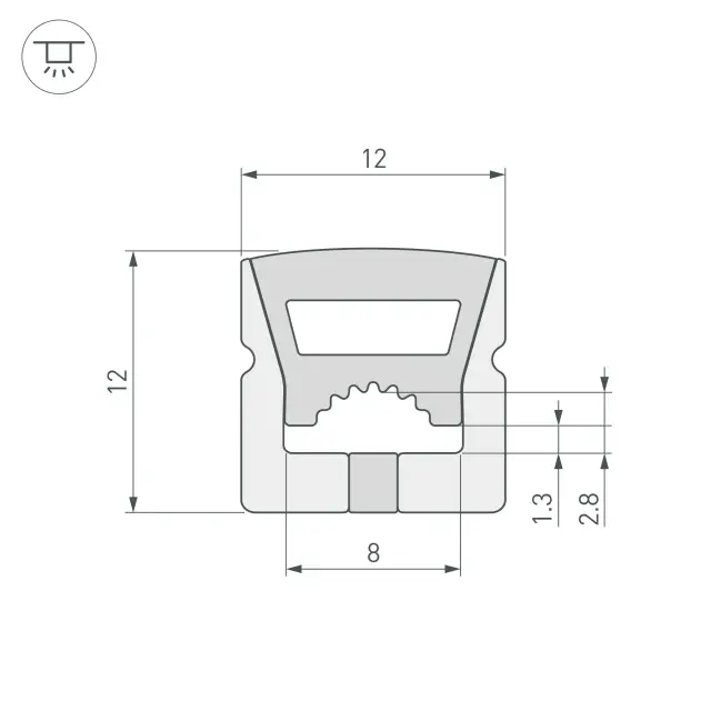 Силиконовый профиль WPH-FLEX-1212-TOP-S8-10m WHITE, ракурс 2