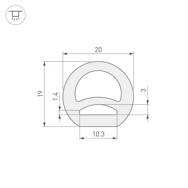 Силиконовый профиль WPH-FLEX-D20-TOP-S10-50m WHITE, ракурс 2